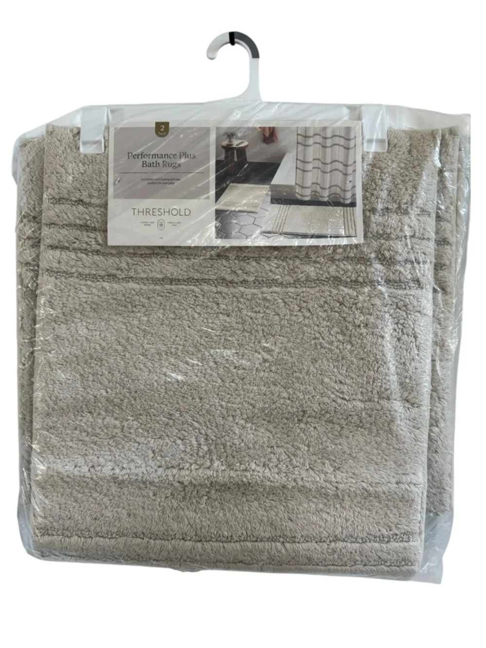 NWT Threshold Performance Plus 2 - Piece Bath Rug Set |Soft Cotton| Neutral Tone
